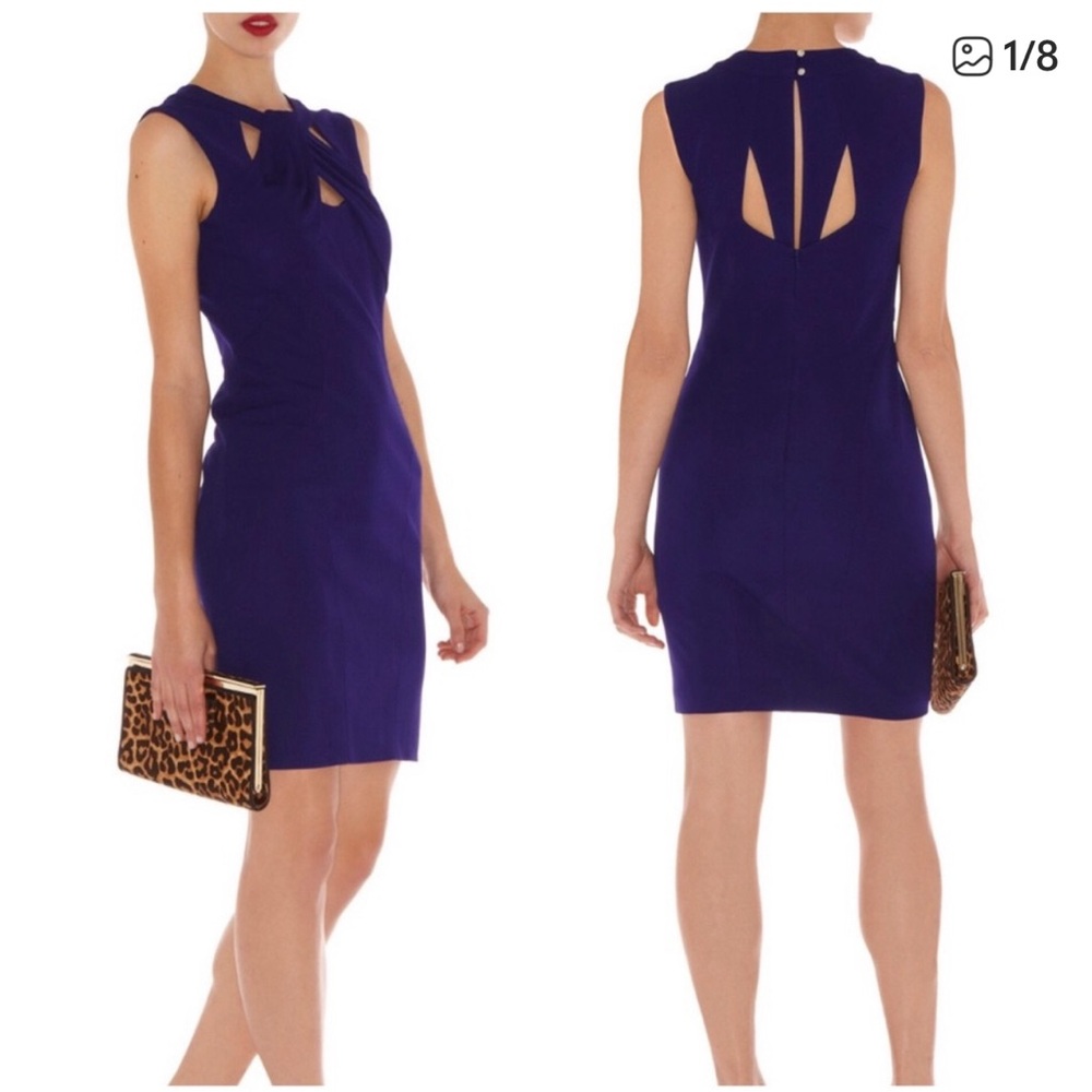 Karen Millen Knott Pencil  Purple Sleeveless Dress